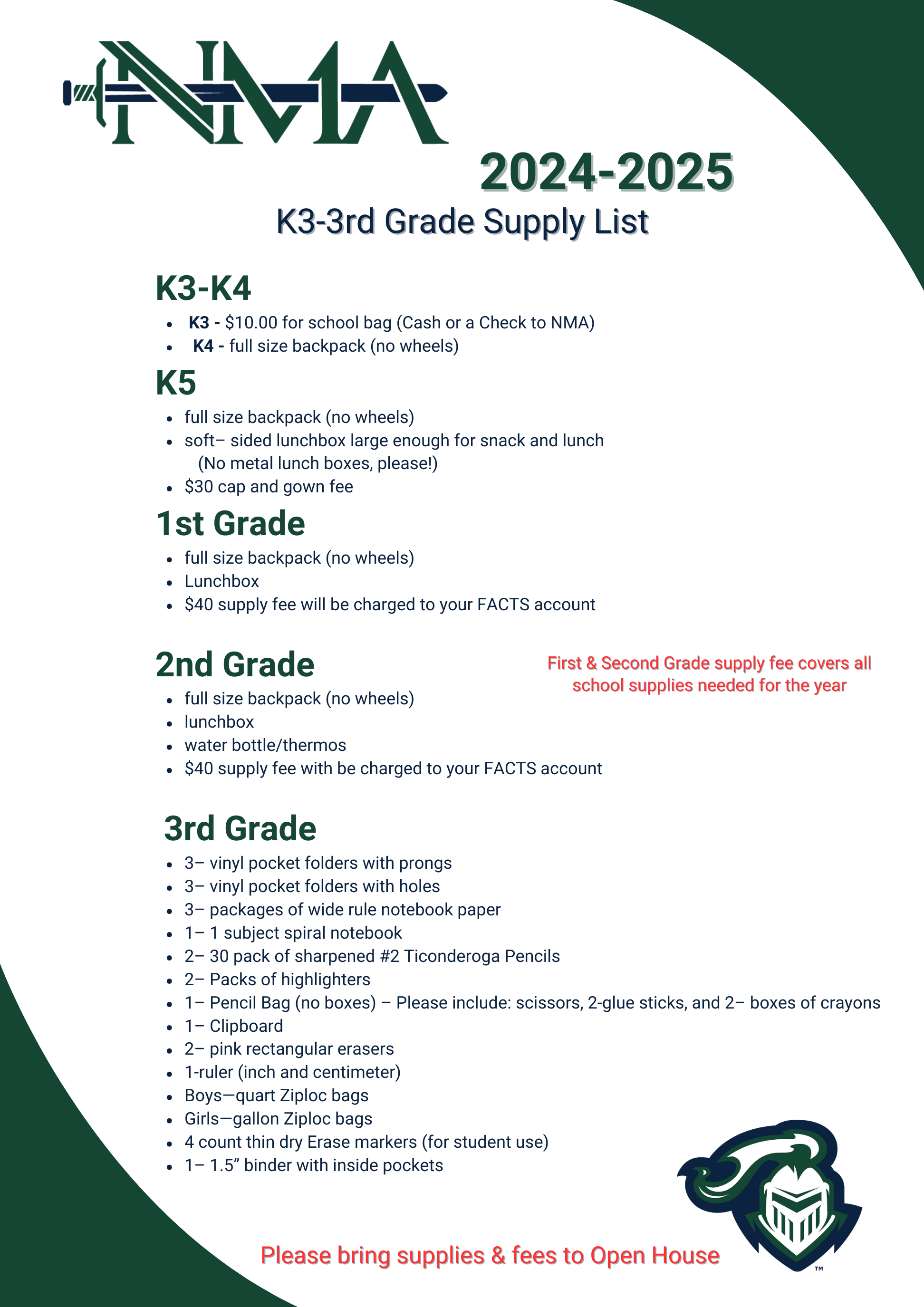 Northside Methodist Academy Supply Lists & Dress Codes